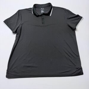 FLX Mens Polo Shirt XX-Large Dark Gray Geometric Texture Tipped Short Sleeve